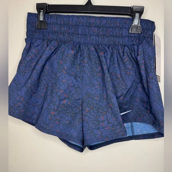 Nike Women's Blue and Red Patterned Athletic Shorts - Picture 1 of 3